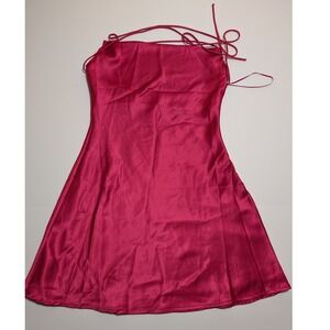 Le Lis Collection Hot Pink Satin‎ Cowl Neck Strappy Back Mini Dress Small MD4128